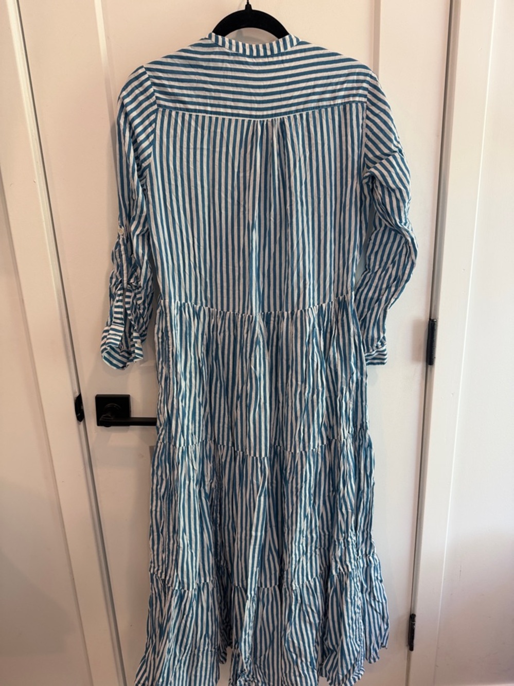Oliphant Blue & White Striped Button-Front Tiered Maxi Dress - Picture 5 of 5